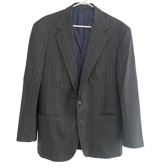 VTG Polo Ralph Lauren 42R Wool/Cashmere Blazer Sports Jacket Gray Pinstripe Coat